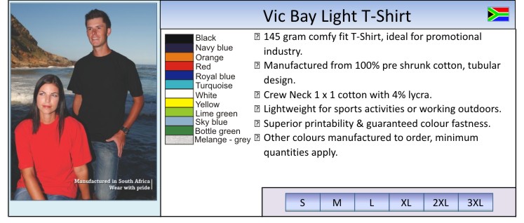 Vic Bay light t-shirt for screen printing
